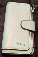 Baellerry Women's Faux Leather Wallet with Zipper Closure Purse Baby Blue