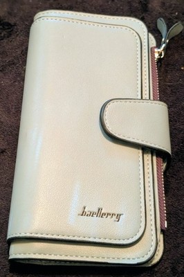 Baellerry Women's Faux Leather Wallet with Zipper Closure Purse Baby Blue