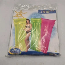 Vtg INTEX Wet Set 1999 Swim Pool Air Mat Float 72 x 27 Blue Transparent 59702