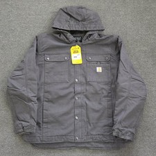 Carhartt Men's XL Washed Duck Bartlett Hooded Jacket Sherpa Lined Gray