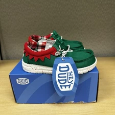 Hey Dude Wally Y Holiday Elf Christmas Childrens Size 9 Slip-On Shoes 42146-3XX