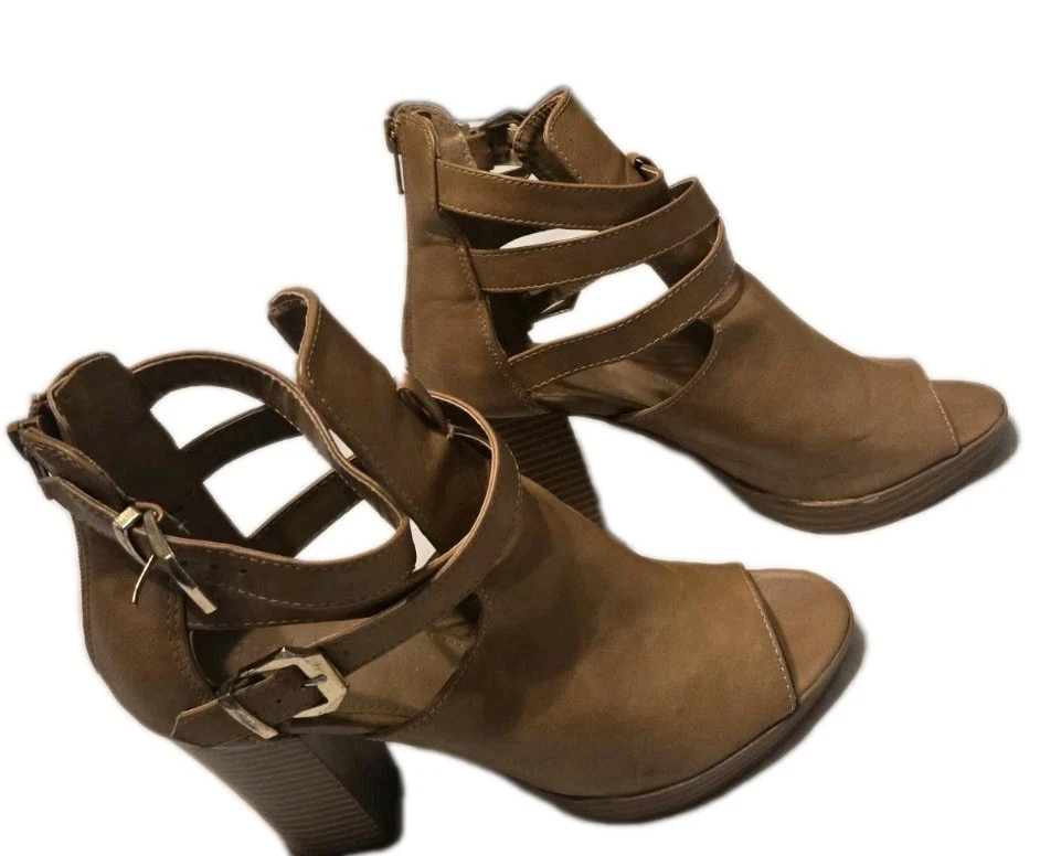 Charlotte Russ Open Toe Tan Ankle Booties Size 10 - Image 2 of 4