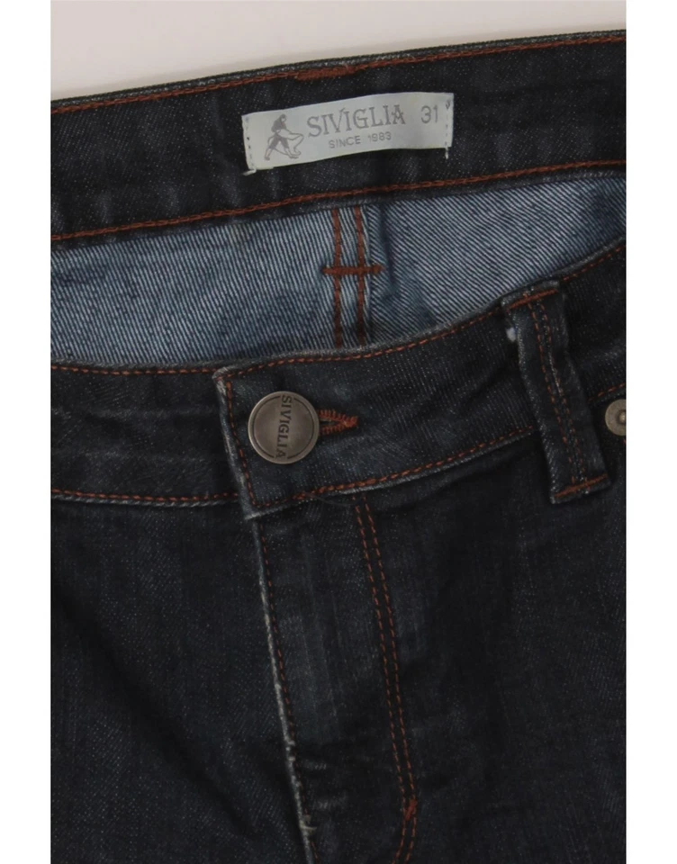 Pantalones de mezclilla rectos SIVIGLIA para hombre W31 L32 azul marino algodón DC18 Foto 3 de 3