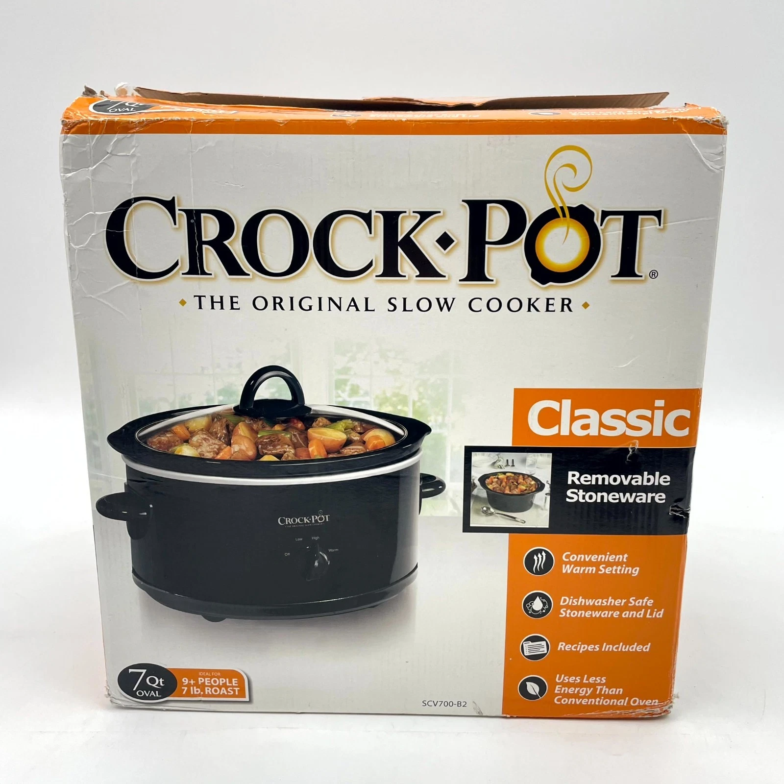 Crock-Pot Manual 7-Quart Slow Cooker Black 3 Heat Setting Dishwasher Safe
