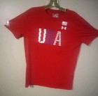 Under Armour T-shirt size YOUTH XL. Heat gear  Short sleeve USA theme ,CrewnecK — photo 1