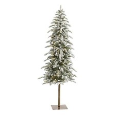 Nearly Natural 6.5ft Flocked Washington Alpine Christmas Tree w/ 250 Warm LED
