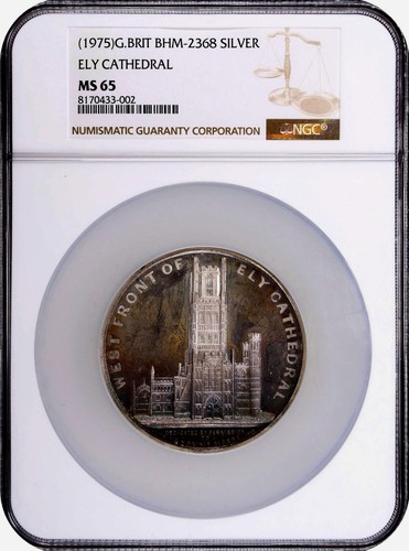 1975 Ely Cathedral 61mm silver medal (original dies by J Davis) BHM 2368 MS65 - Picture 5 of 5