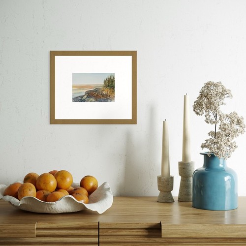 Watercolor Painting Orig. Sunrise at Deep Cove Acadia Natn'l Park Signed 5x7 - Picture 2 of 3