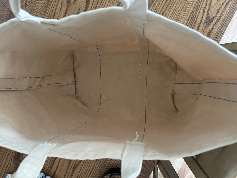 Vintage Coal Bag Heavy Duty XL Tote Utility Canvas White With Stenciling EUC - Image 3 of 4