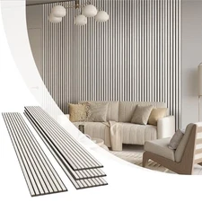  Wood Slat Wall Panels 4 Pack, 4 Pack in Total 94.5"x50.4" White-Extendo Trio