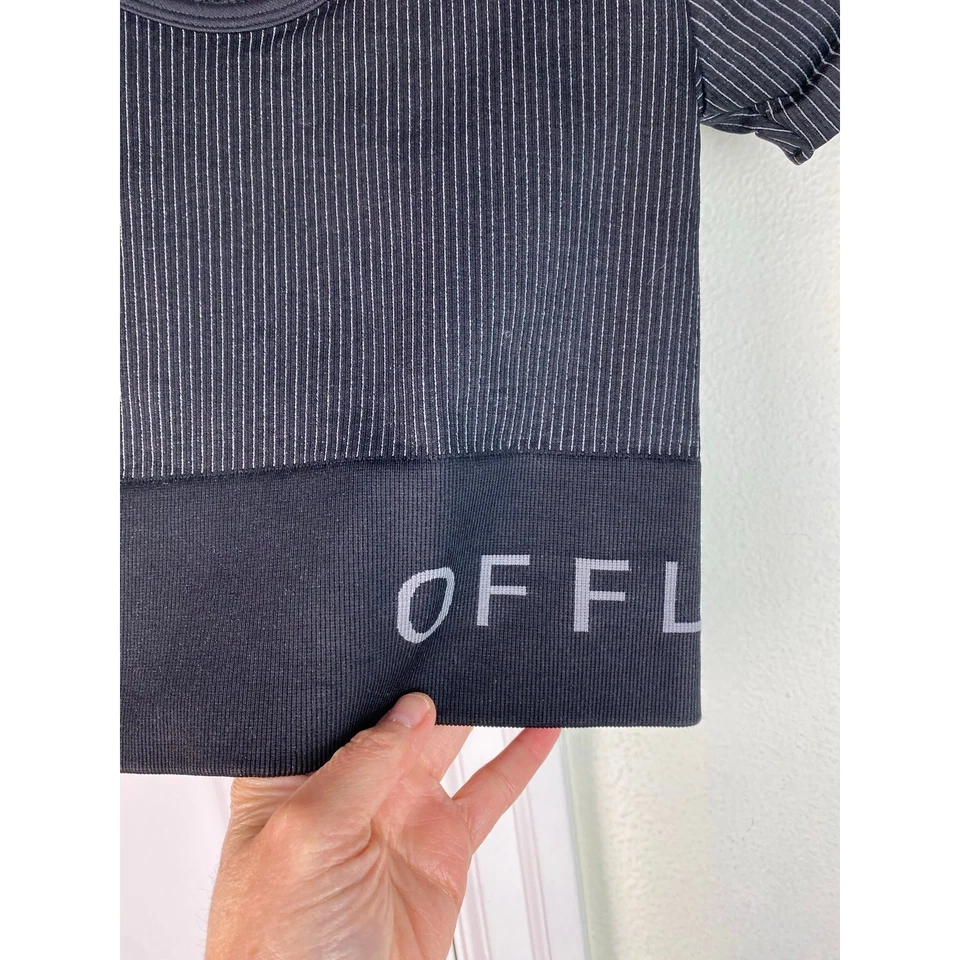 Top corto de compresión atlético Aerie Offline para mujer M negro cuello redondo Foto 3 de 4