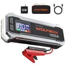 WOLFBOX 4000A 12V Car Battery Jump Starter Power Pack with 65W Quick Charger & L