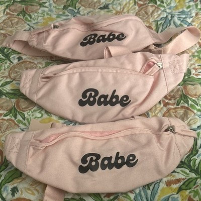 Pink 'Babe' Embroidered Hiking Waist Pack for Women, Polyester, Adjustable Zip  