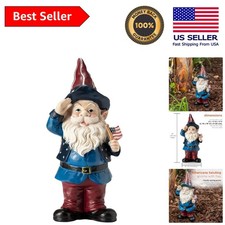 12'' Tall Patriotic Saluting Gnome Statue - Perfect for Garden or Porch Decor