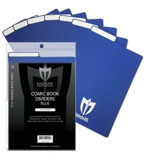 Pack of 25 Max Pro Blue Plastic Comic Book Dividers with Folding Write On Tab