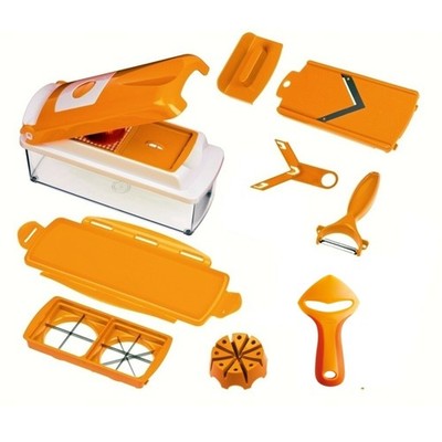 Genius - Nicer Dicer Plus Gemüseschneider Apricot + Chef'n Orangen-Schäler 12tlg