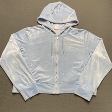 No Boundaries Hoodie Juniors XXL 19 Blue Velour Full Zip Dream Rhinestone