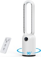Bladeless Tower Fan with Air Purifier, 90° Oscillating, 24-Speed, 12H Timer