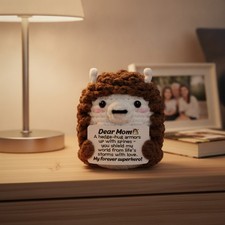 Handmade Crochet Hedgehog Doll for Mom Emotional Support Gift Pocket-sized