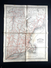 New England Pathfinder Railway Map 1860s-1870s Rand, Avery & Co Railroad Antique