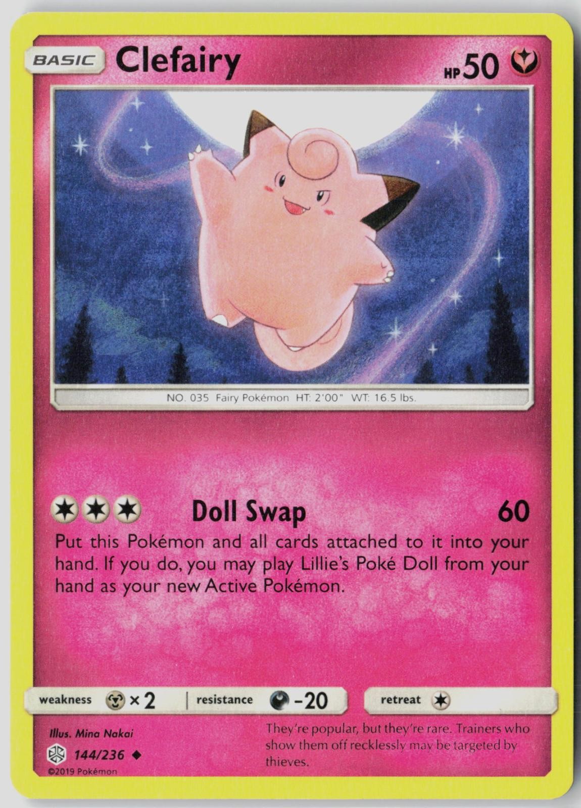 Clefairy 144/236 Uncommon Cosmic Eclipse Pokemon Near Mint