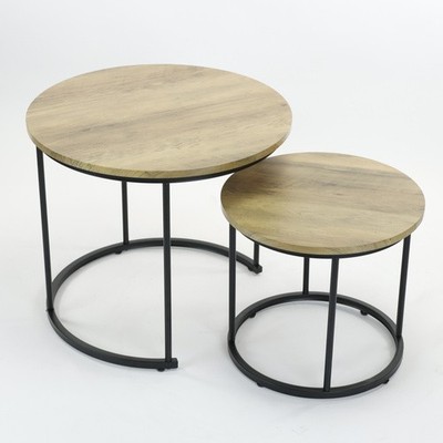 2er Set Couchtischset Satztisch Beistelltisch Sofatisch Kaffeetisch Eiche Loft