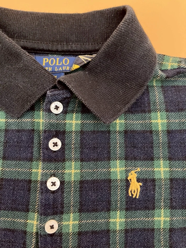 Polo Ralph Lauren Girls 6X Green Plaid Holiday Party Shirt Dress Preppy Tartan - Image 3 of 4