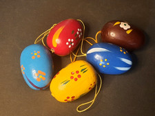 5 jaj wielkanocnych drewno rudawy wielkanocne ręcznie malowane 40 mm