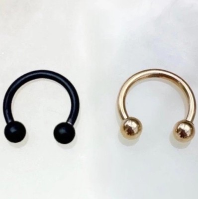 Gold Or Black Ball Titanium Horseshoe Hoop. 18G, 16G, 14G, 12G, 10G.