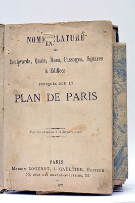 NOMENCLATURE SUR LE PLAN DE PARIS PLANS PARIS 1877