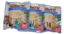 60 Tubes Churu Cat Treats, Lickable, Squeezable Tuna Variety.