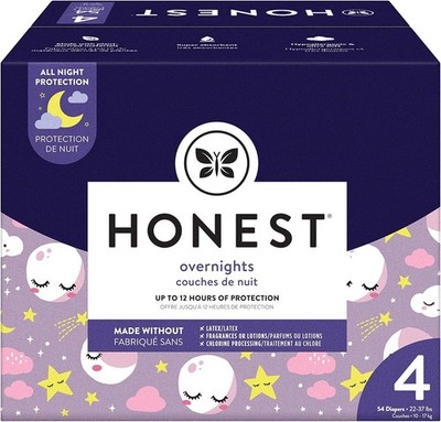 Honest Overnight Windeln Größe 4 (22-37 lbs) 54er Pack