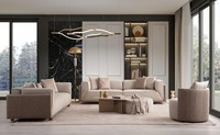 Helles Wohnzimmer Set Designer Sofagarnitur 3+3+1 Sitzer Neuheit 3Tlg.