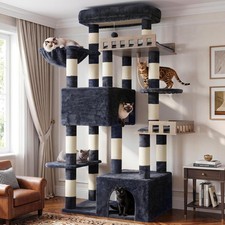Maine Coon Cat Tree Tower Heavy Duty for Large Cats 20lbs Smoky Gray