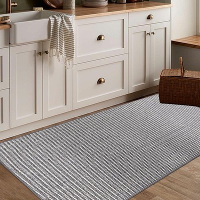 Kitchen Laundry Mat 2x4Ft - Faux Jute Entrance Rug, Indoor Outdoor Welcome Do...