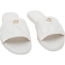 Coach Holly Quilted Puffy Slide Sandals Chalk Leather Women's US 10M