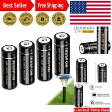 Rechargeable IMR 18500 Lithium Battery 1600mAh 3.7V - 4 Pack for Flashlights