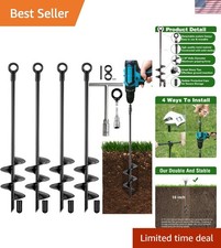 Ground Anchors Heavy Duty, Swing Set Anchor Kit 18 Inch 4 Pack Screw in Earth...