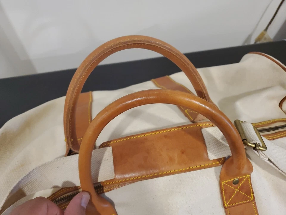 Vintage Polo By Ralph Lauren 1993 Teddy Bear Canvas And Leather  Duffel Bag. - Image 3 of 4