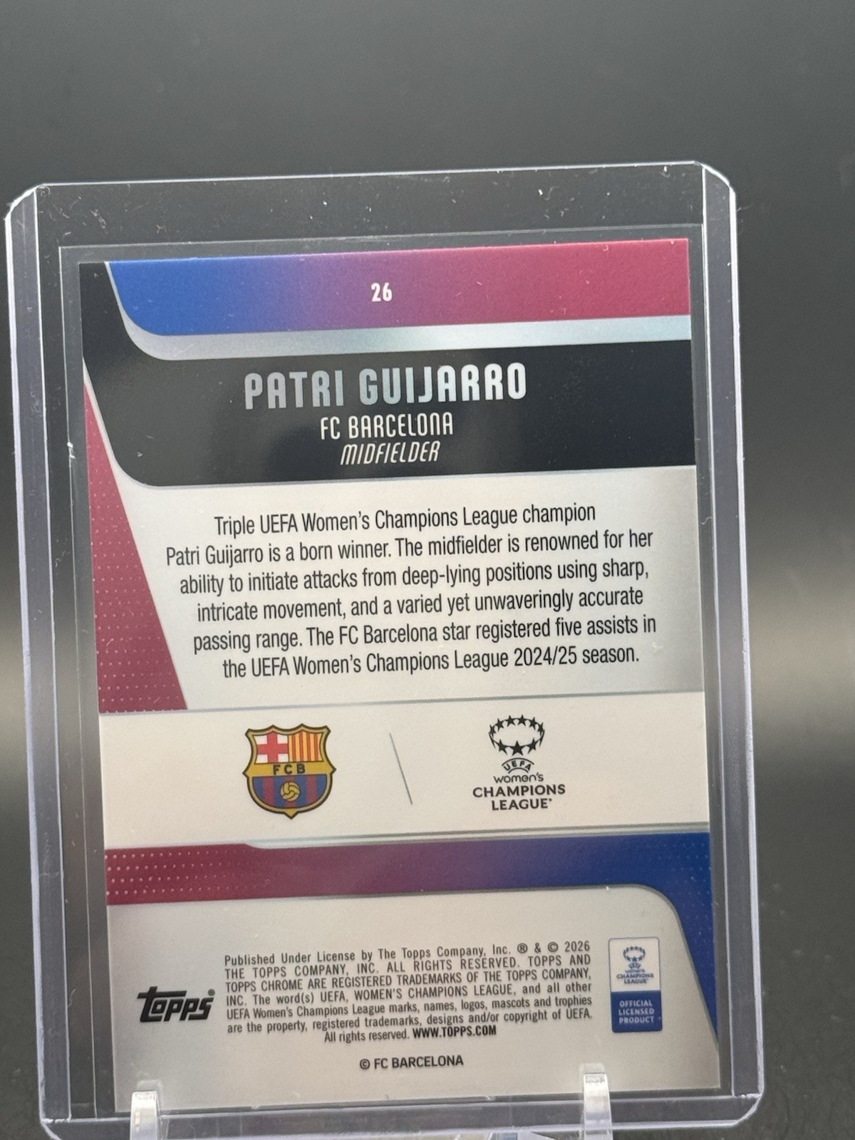 2025-26 Topps Chrome Sapphire Patri Guijarro Padparadscha 1/1 Barcelona#26 Spain view 7