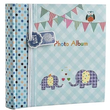 Arpan Large Baby Boy Blue Memo Slip In Photo Album 200 6x4'' Photos - Elephant