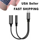 2 in 1 Type C USB C to 3.5mm AUX Audio Jack Earphone Adapter Charger Cable Black