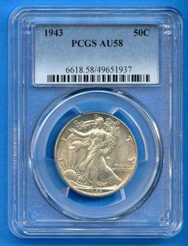 1943 P PCGS AU58 Walking Liberty Half Dollar Silver 50c US Mint Coin 1943-P