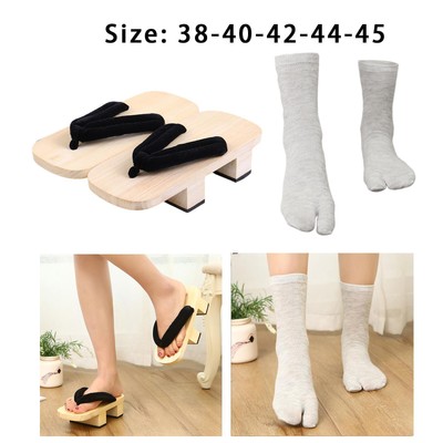 Sandalen, rutschfest, lässig, mit Tabi-Socken, tragbare japanische Holzclogs