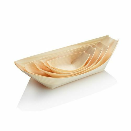 Pine Boat Eco Friendly 210x120mm 50Pk Bamboo Canape Serving Party Plate Catering - Picture 3 of 3