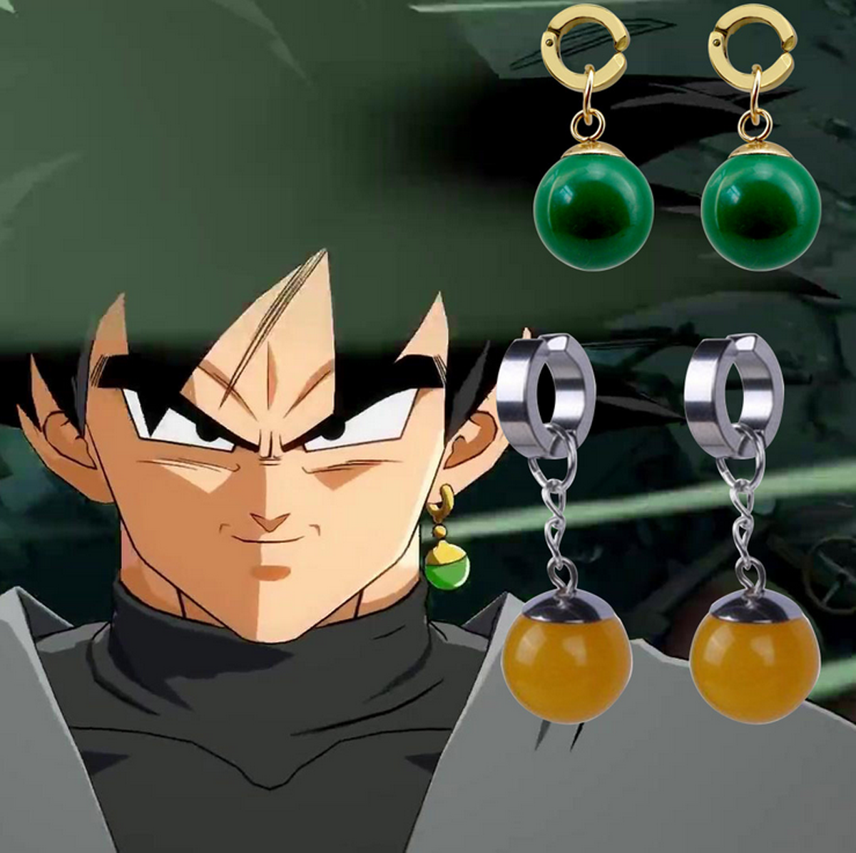 Anime DBZ Super Dragon Ball Z Son Goku Zamasu Vegetto Time Earring Ear  Clips Vegeta Cosplay Merch Green Yellow Earrings Prop