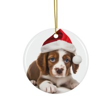 Brittany Puppy - Ceramic Christmas Ornament - Printed in USA