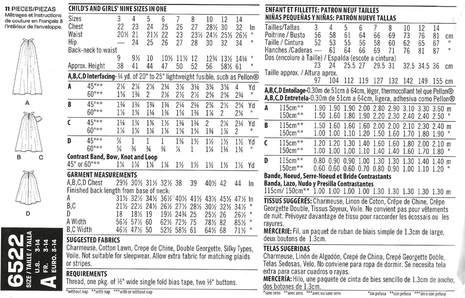 New Look 6522 Girls' Tent Dress or Top Sz 3-14 UNCUT Sewing Pattern - Image 2 of 4