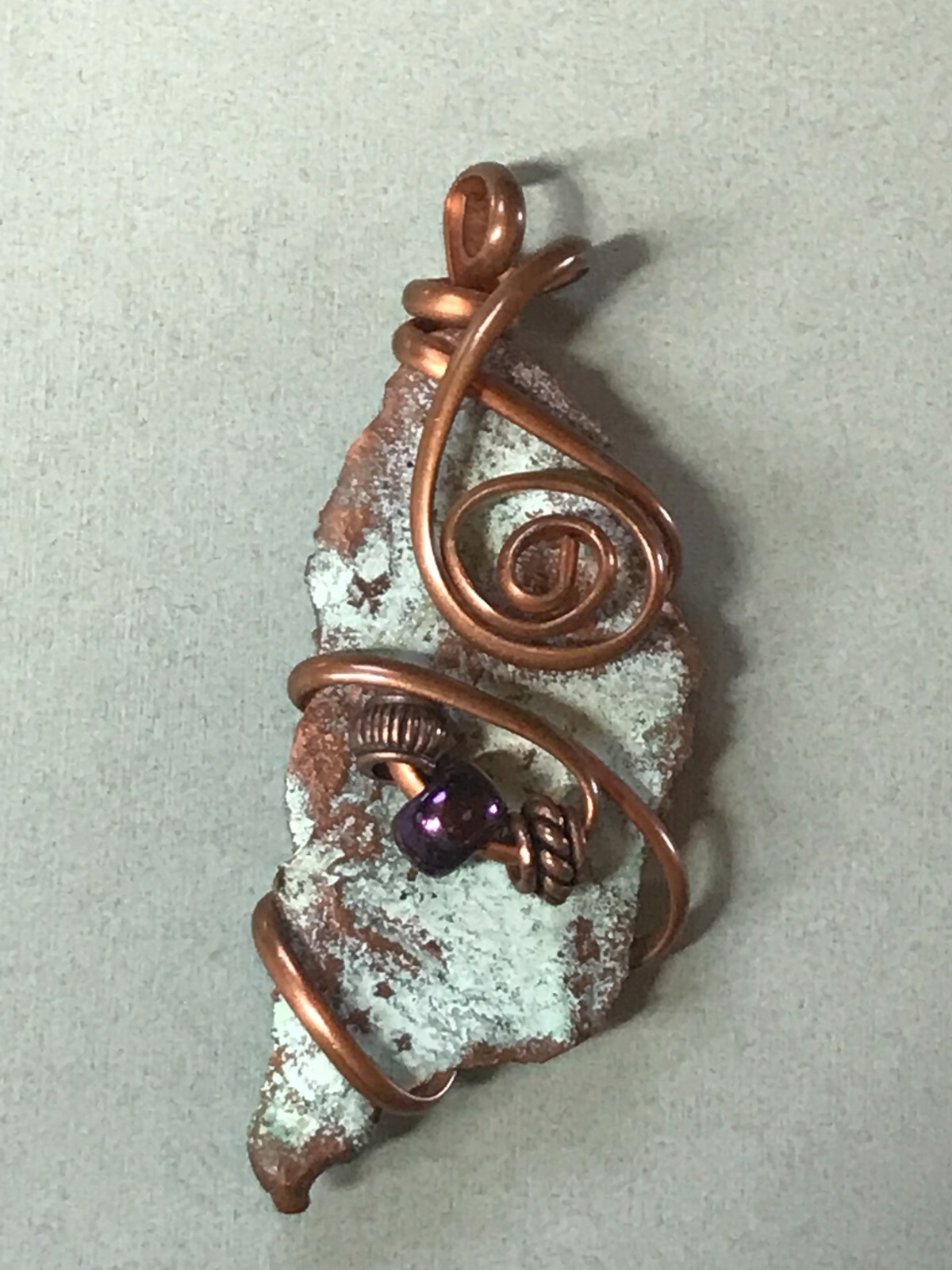 Handmade Large Rustic Verdigris Copper Shard w Wi… - image 3