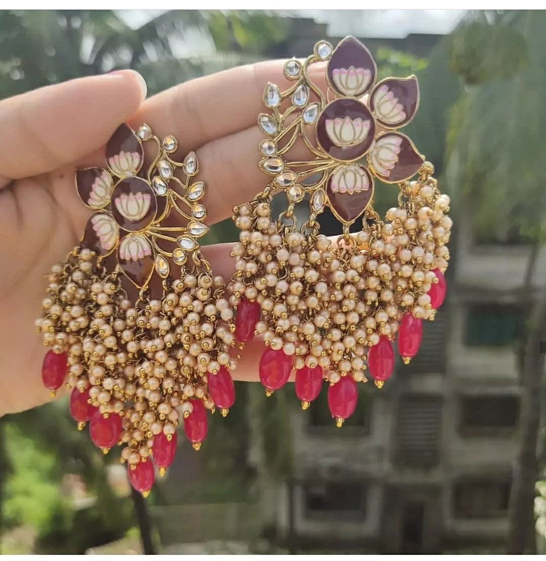 Maroon 2024 kundan earrings
